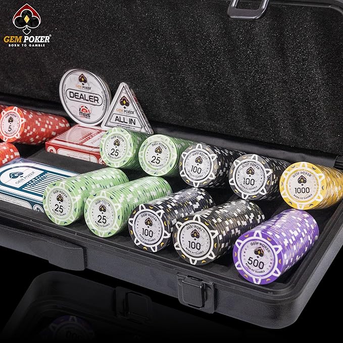Luna 14 Gram Clay Poker Chips Set for Texas Hold’em, 500PCS Numbered Chips, Features a High-end Carrying Case with Strong Eva Foam Inside and German Polycarbonate Shell