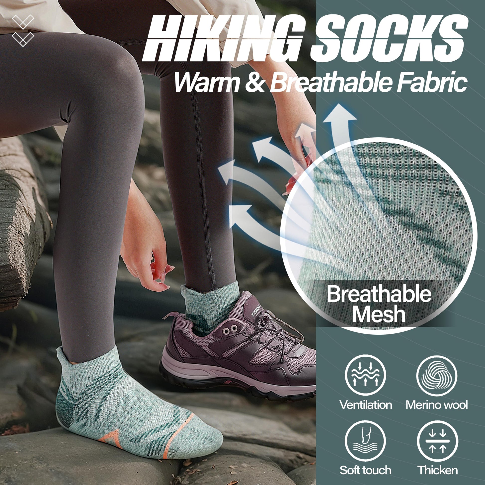 ANTSANG Merino Wool Ankle Hiking Running Socks for Women Men