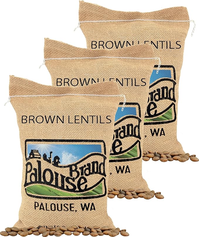 Palouse Brand Certified Glyphosate Residue Free Small Brown Lentils | 15 LBS | Family Farmed in Washington State | Non-GMO Project Verified | Kosher | Field Traced | (5 Pound, Pack of 3)
