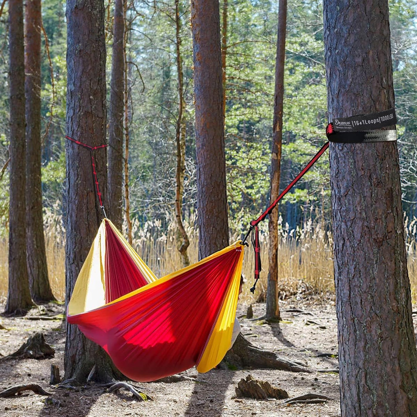 Hammock Tree Straps, Portable 10 FT Long 16+1Loops Adjustable Suspension Straps, 100% No