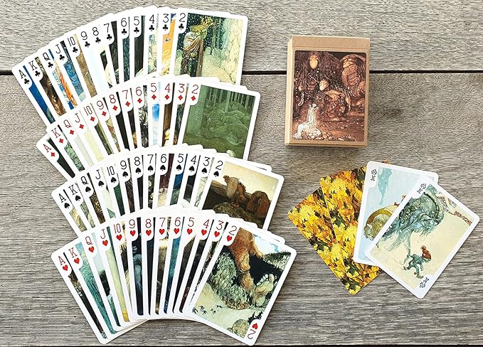 Scandinavian Troll Kingdom Playing Cards (Poker Deck 54 Cards All Different) Scandinavian Trolls Folklore Creatures and Enchanted Forest Scenes from Classic Fairy Tale Illustrations