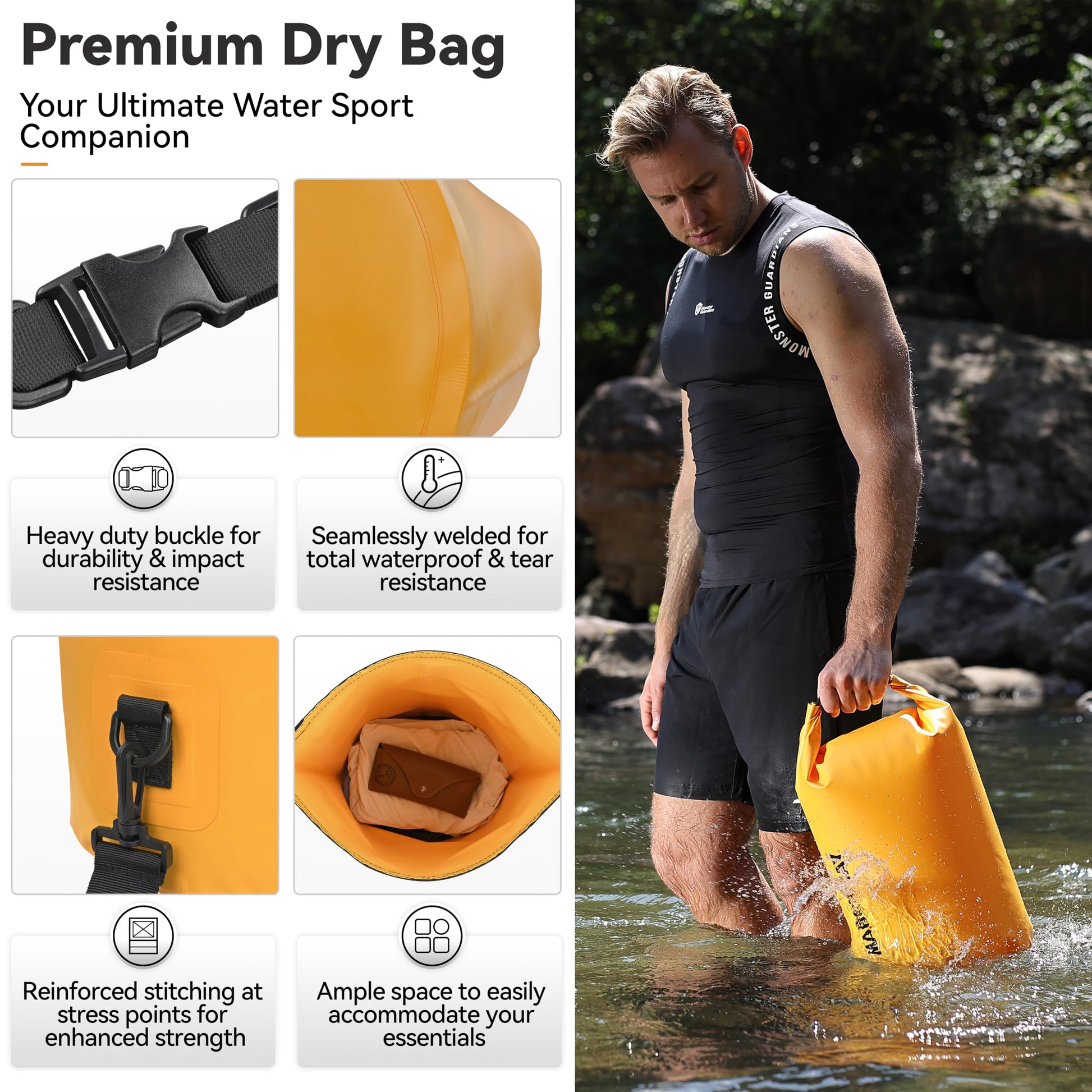 MARCHWAY Floating Waterproof Dry Bag Backpack 5L/10L/20L/30L/40L, Roll Top Sack Keeps Gear Dry for
