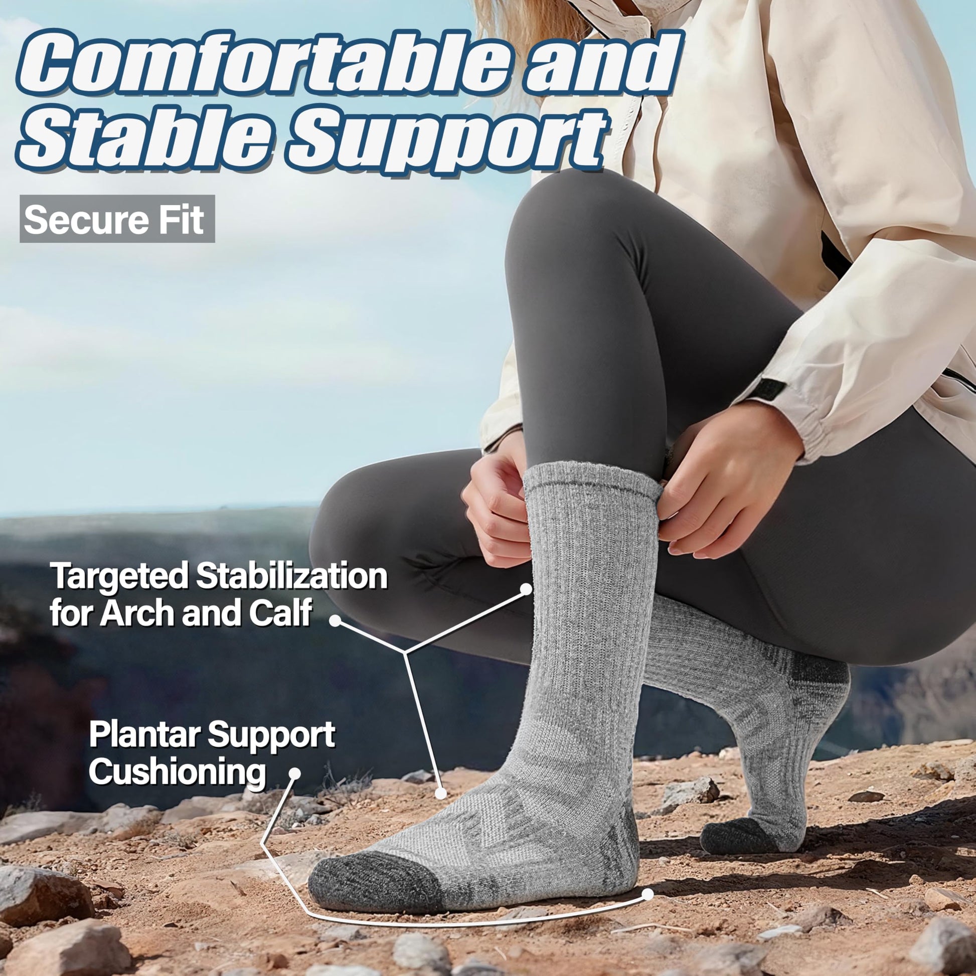 ANTSANG Merino Wool Hiking Socks, Enhanced Breathability, for Men and Women