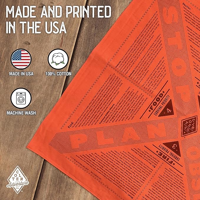 Stayin' Alive Reflective Survival Bandana - 100% Cotton & Unique Bandanas - Made In The USA - Orange