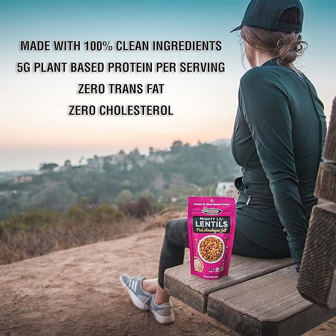 Seapoint Farms Mighty Lil??Lentils, Pink Himalayan Salt, Plant Based Protein, Vegan, Gluten-Free, Non-GMO, and Kosher Crunchy Snack for Healthy Snacking, 5 oz (Pack of 3)