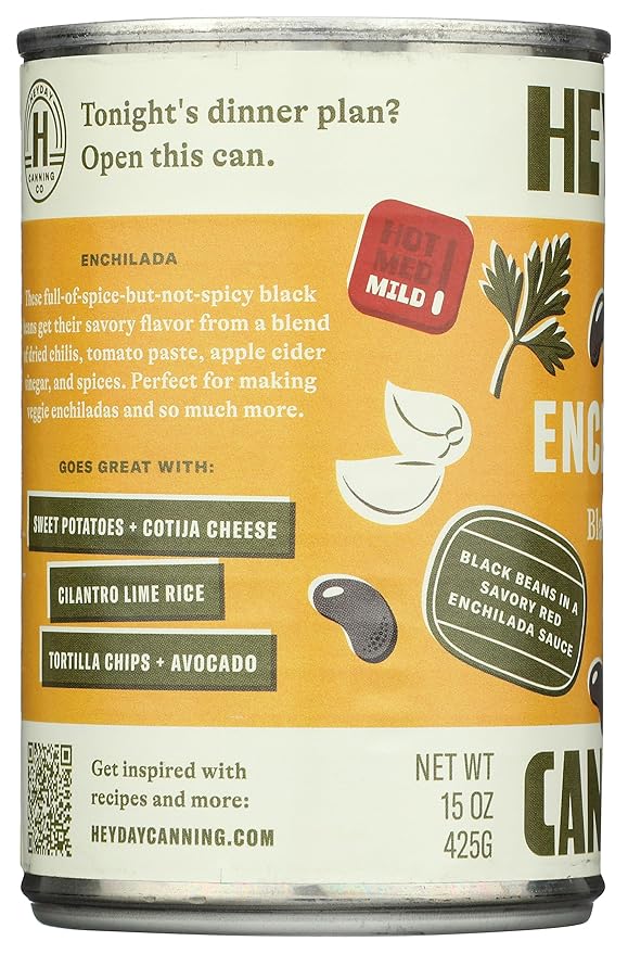 Heyday Canning Co Enchilada Black Beans, 15 OZ