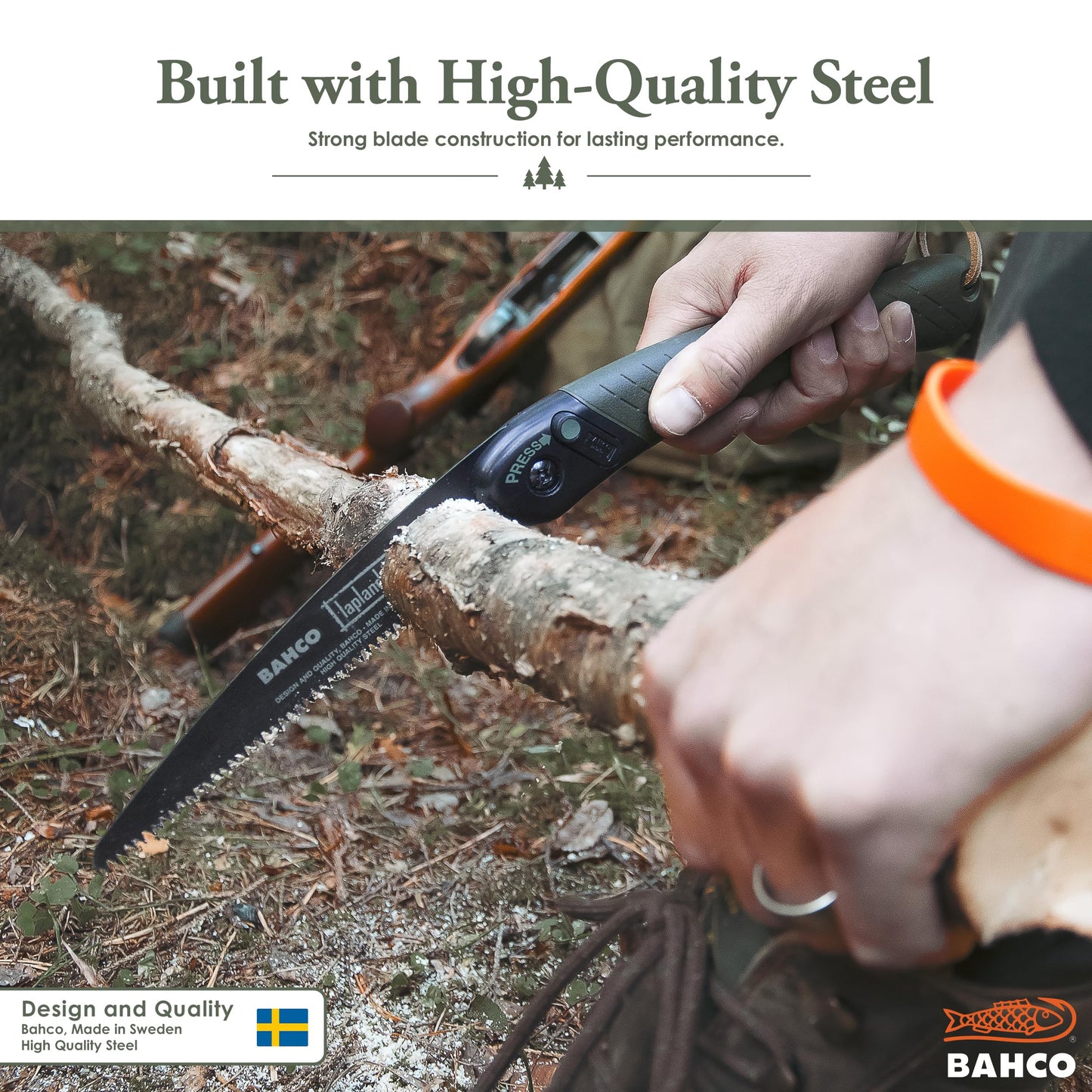Bahco BAH396LAP Laplander Folding Saw, 7-1/2" Blade, Ergo Grip, Green