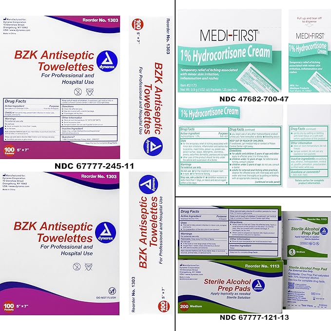MFASCO First Aid Kit Refill Pack - Complete 180+ Items for Small to Medium Boxes - Bandages, Gauze, Antiseptics - Quality Supplies - Assembled in USA - Compact, 2 Pounds - 10 x 7 x 3 inches
