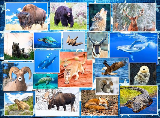 Wildlife of Our National Parks 500-Piece Puzzle - USA National Parks Jigsaw Puzzle, Animals from Acadia, Yellowstone, Zion, Arches, Crater Lake, Mount Rainier, Great National Park Gift (500 Pieces)