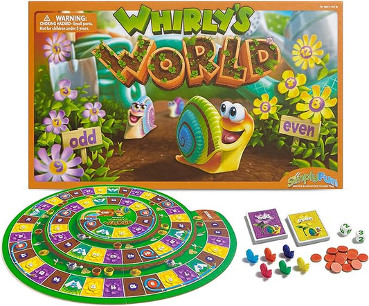 SimplyFun Whirly?™s World - Educational Board Game for Kids - Math Game to Teach Concept of Even & Odds - 2-6 Players, Ages 6 & Up