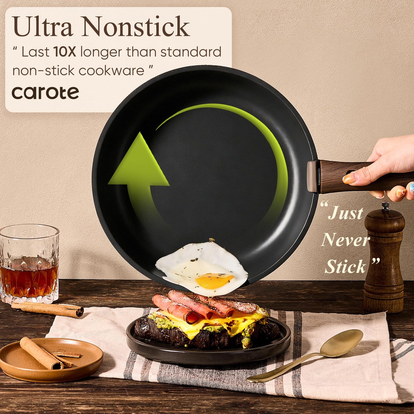 CAROTE 19pcs Pots and Pans Set Non Stick, Detachable Handle Cookware Set