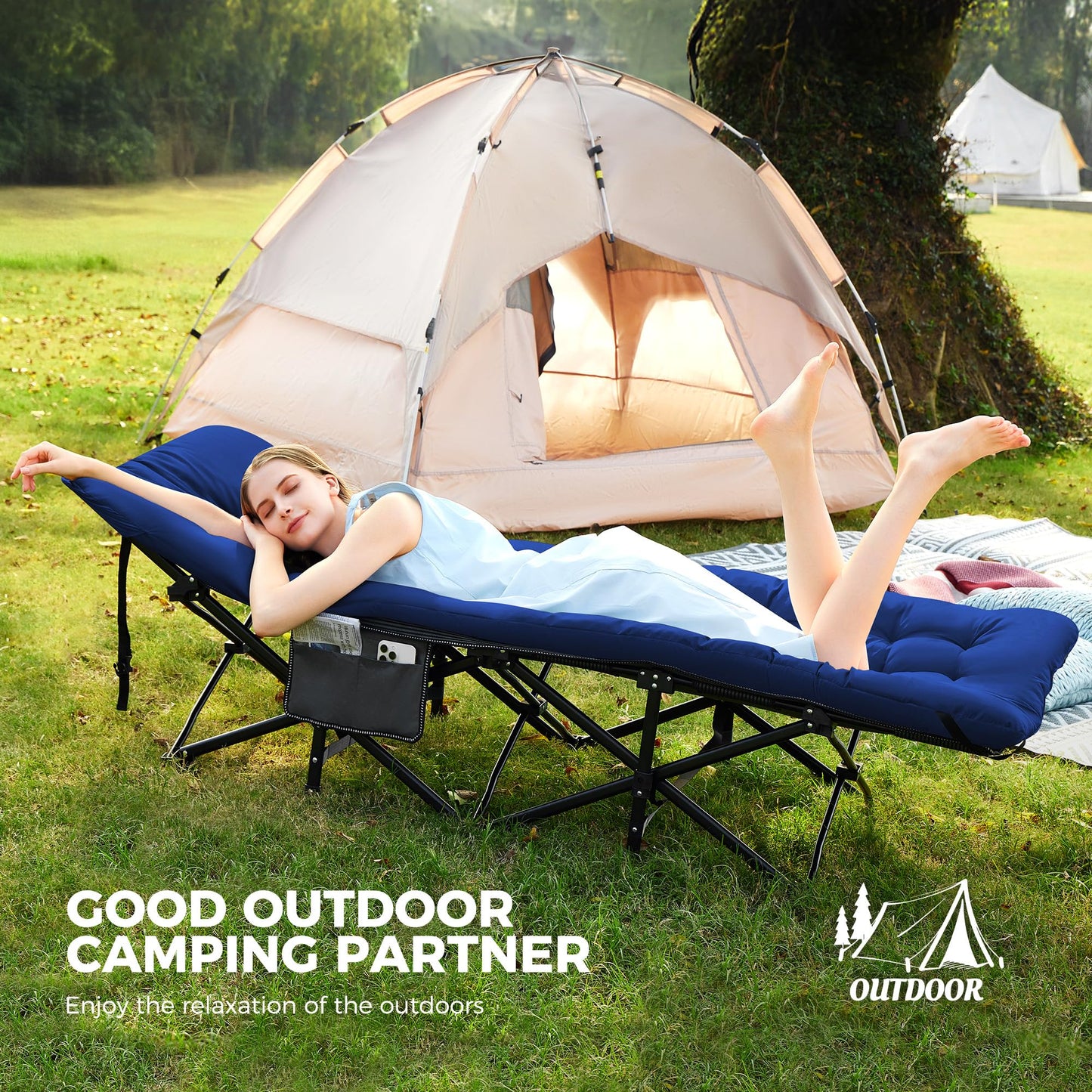 JEAREY Camping Cot for Sleeping 28" Extra Wide, Heavy-Duty 1200D Oxford Foliding Cots for Adults