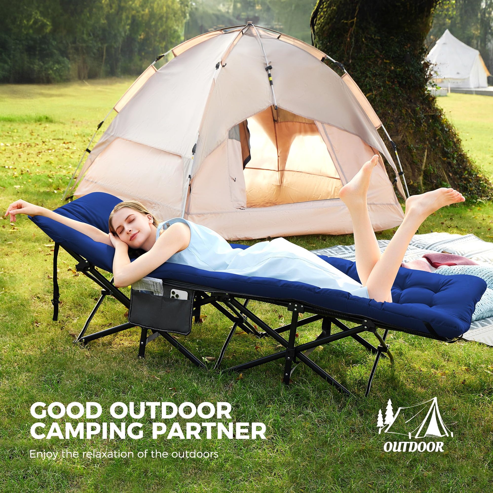 JEAREY Camping Cot for Sleeping 28" Extra Wide, Heavy-Duty 1200D Oxford Foliding Cots for Adults