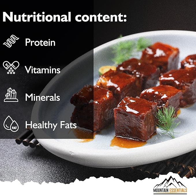 MOUNTAIN ESSENTIALS Freeze-Dried Diced Beef ??Fully Cooked Meat | Pre-Cooked | 240g High Protein Intake | 10 Servings | Ready-to-Eat Meal Prep | Pantry Staples, Daily Meals, Emergency Survival, Camping Food | 7-Year Shelf Life | Made in USA