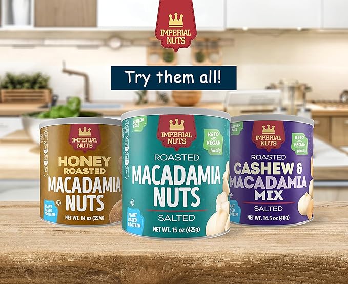 Imperial Nuts - Macadamia Nuts | Gluten Free, Vegan and Keto Friendly Food | Plant Based Protein, Delicious Buttery Taste | Kosher | Oil Roasted Salted