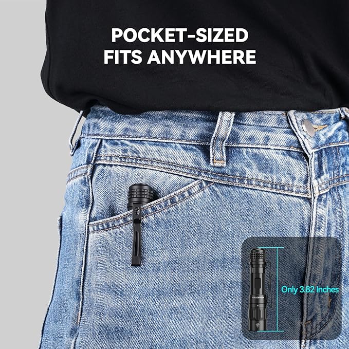 M70 EDC Flashlight 1100 Lumens, USB-C Rechargeable Pocket Light with Clip, 5 Modes Compact LED Light for Camping, Hiking, Emergency (Black)