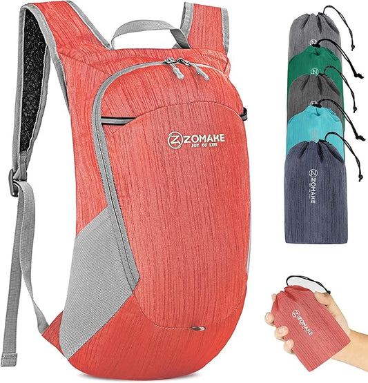 ZOMAKE Ultra Lightweight Packable Backpack 18L, Small Foldable Hiking Backpacks Water Resistant Folding Daypack for Travel(Red)
