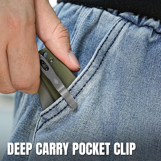 Kizer Mini Grouper Folding Pocket Knife, 3.16??D2 Blade G10 Handle Camping Folding Knife, Button Liner Lock EDC Knife with Pocket Clip for Men Women Gift, Hunting Hiking Survival Knives V3669A3