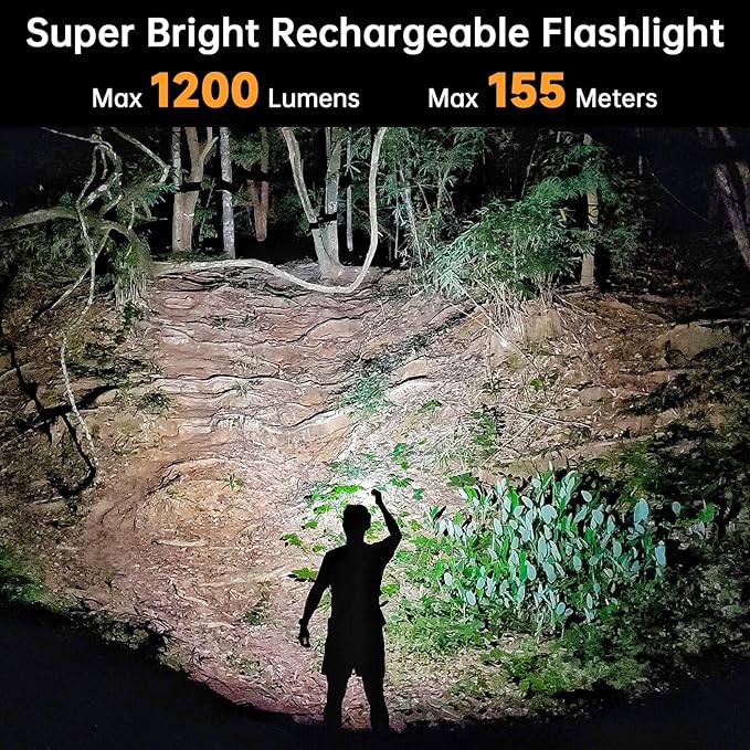 Wurkkos FC11C Led Flashlight Rechargeable High Lumen 1200, Small Powerful Flashlight USB C, Super Bright EDC Flashlight IP68 Waterproof, 155Meters Long Range, 90 High CRI (Orange 5000K)