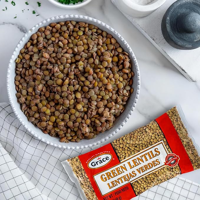 Grace Dried Green Lentils Beans (3-12oz Bags)