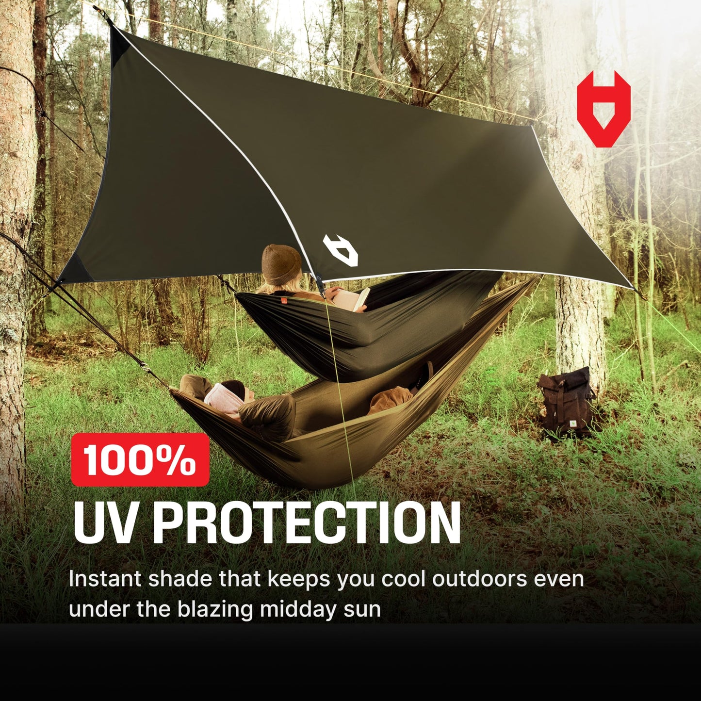 Rain Fly 12x10 Lightweight Survival Camping Tarp; 100% Waterproof; Makes a Great Backpacking Tarp