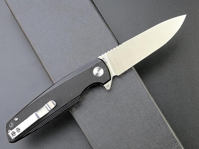 Eafengrow EF230 Folding Knife D2 Steel Blade G10 Handle Scales EDC Tool Knives for Outdoor Camping Hiking Working(black)