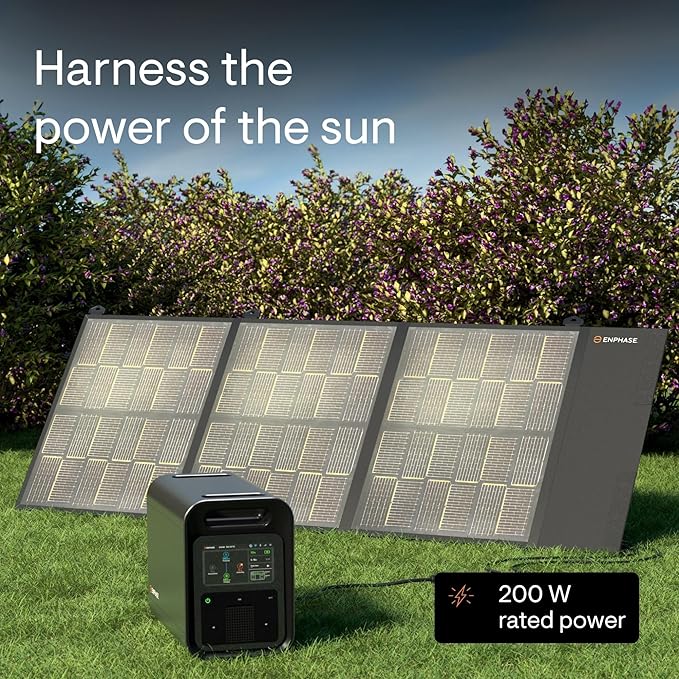 Enphase IQ Portable Panel ??200 W Foldable Solar Panel, Lightweight and Portable for On-The-Go Solar Power, Compatible with IQ PowerPack 1500, 5-Year Limited Warranty