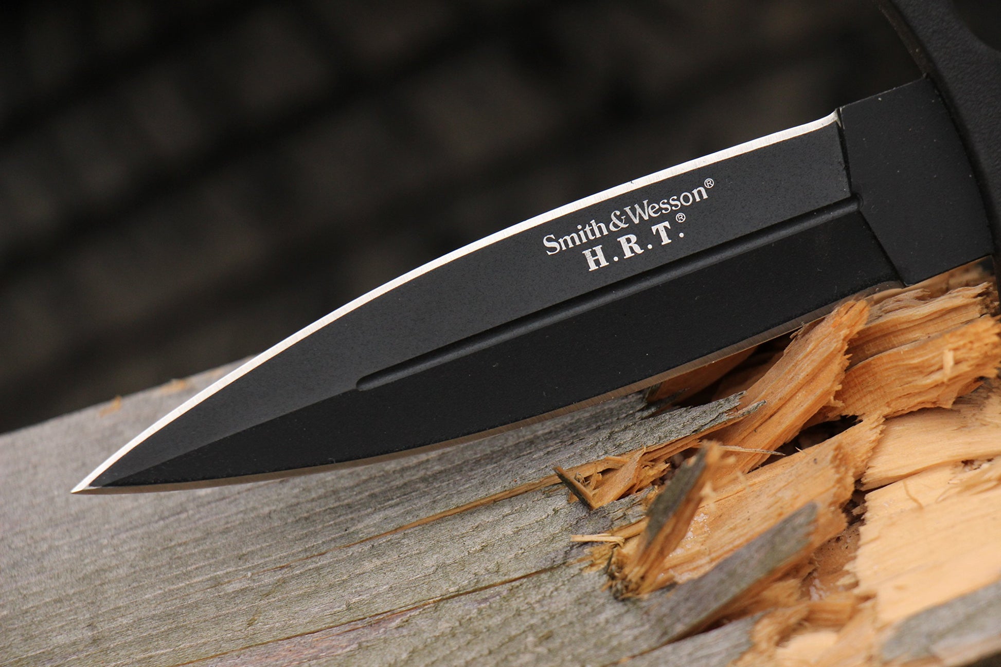 Smith & Wesson SWHRT9B 9in High Carbon S.S. Fixed Blade Knife with 4.7in Dual Edge Blade and TPE
