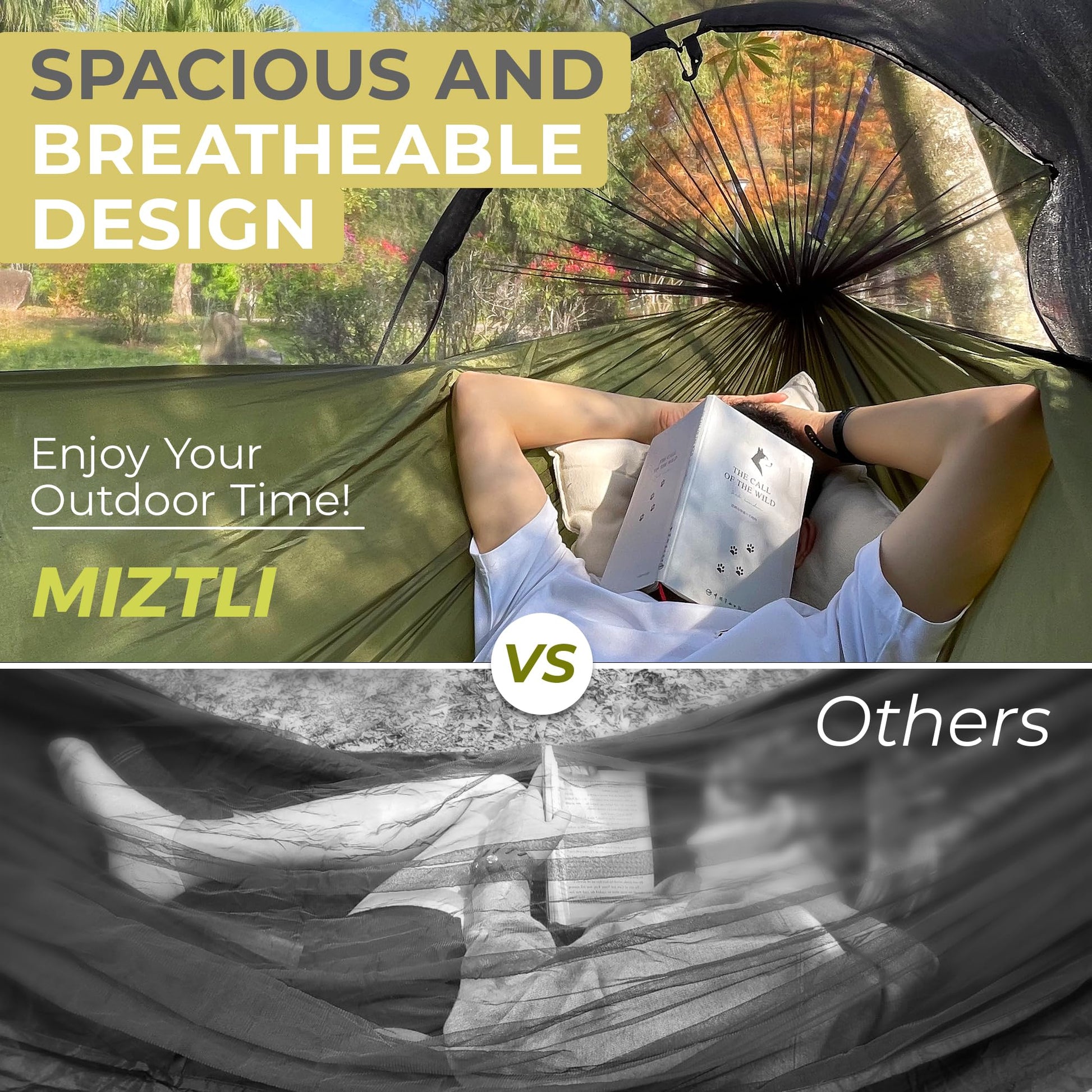 Miztli Camping Hammock Portable Tent-Like Outdoor Hammock with Net 1/2 Person