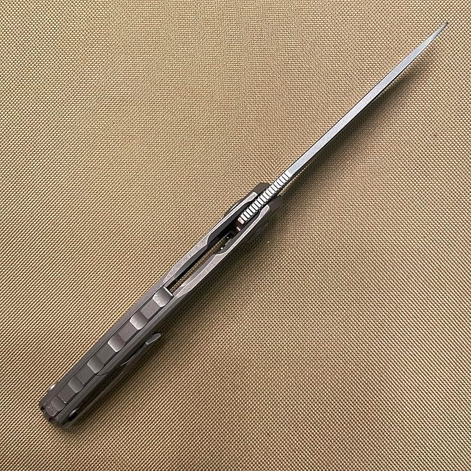 Titanium Pocket knife Customized Folding knives M390 Blade Frame lock with stonewash Titanium Handle