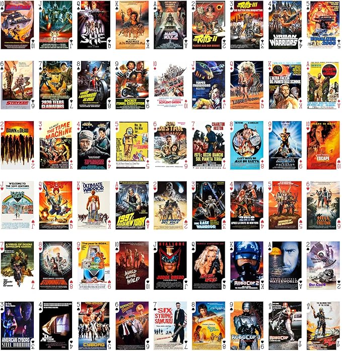 POSTAPOCALYPTIC Playing Cards (Poker Deck 54 Cards All Different) Vintage Trash Action Horror Movie Posters