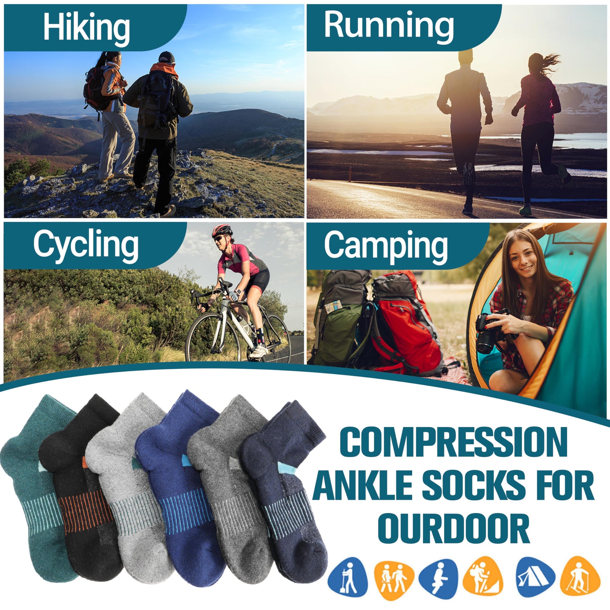 Anlisim Merino Wool Quarter Ankle Running Hiking Socks for Women and Men