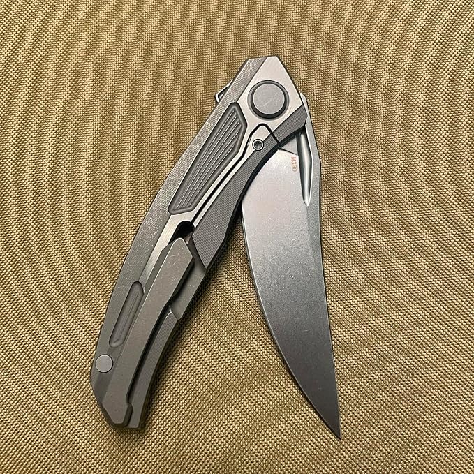 Titanium Pocket knife Customized Folding knives M390 Blade Frame lock with stonewash Titanium Handle