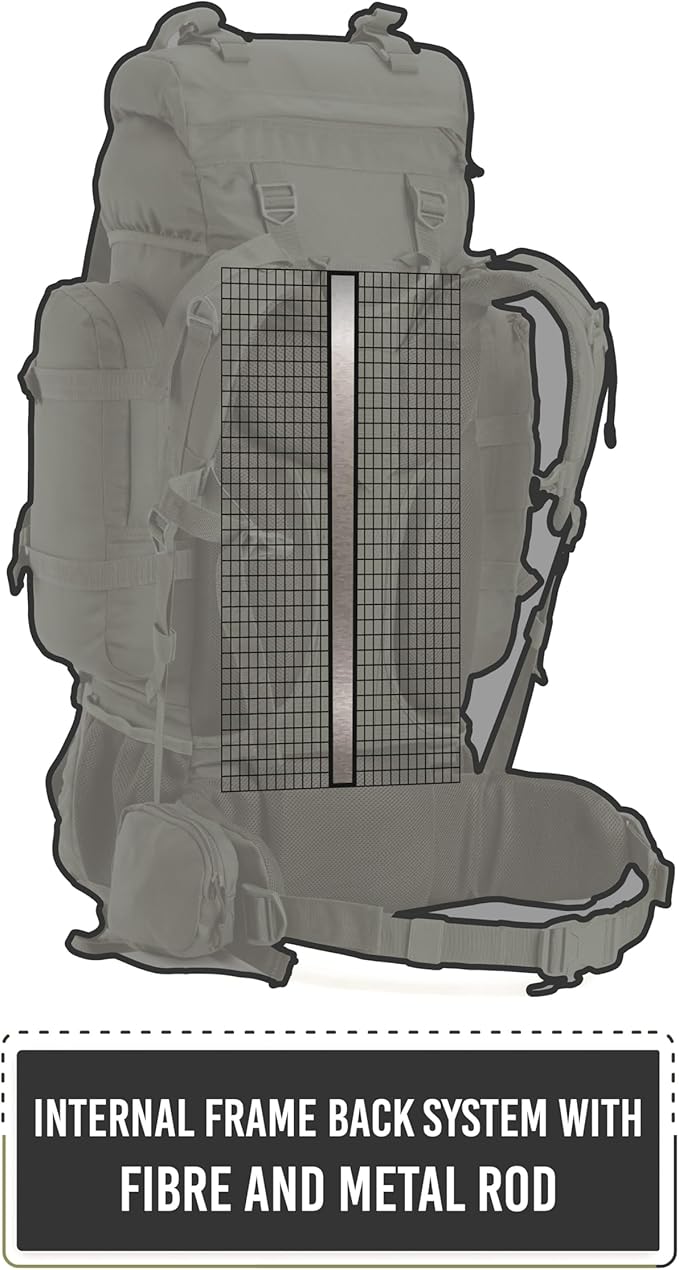 Tripole Colonel 80 Litres Internal Frame Trekking and Hiking Rucksack + Detachable Day Pack, Rain Cover, Black