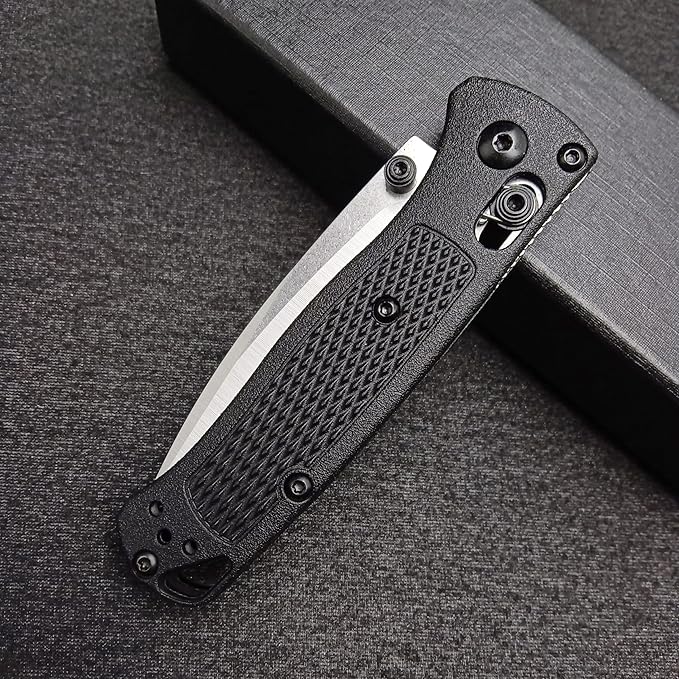 HUAAO Mini Folding Pocket Knife, Plain Edge, Thumb Stud Manual Open, Glass Reinforced Nylon Grivory Handle with Belt Clip for EDC Camping(440C blade)