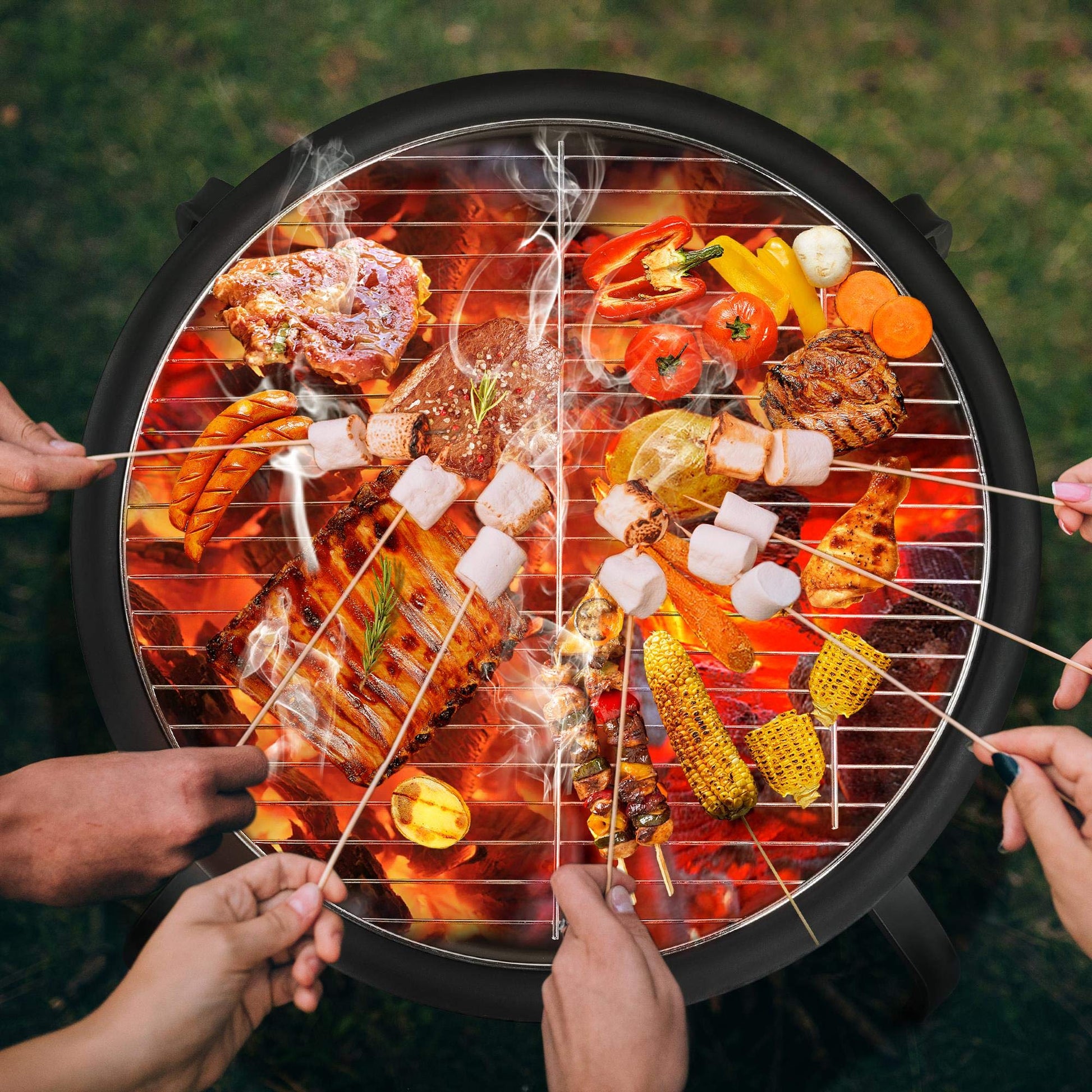 Yaheetech 21inch Fire Pit Portable Folding Steel Fire Bowl Garden Treasures Fire Pit for Outside