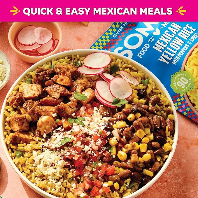 SOMOS Mexican Yellow Rice | Gluten Free, Non-GMO & Microwavable Meals Ready to Eat - Delicious, Healthy & Convenient - Perfect for Burrito Bowls, Tostadas & More | 8.8 oz (Pack of 6)