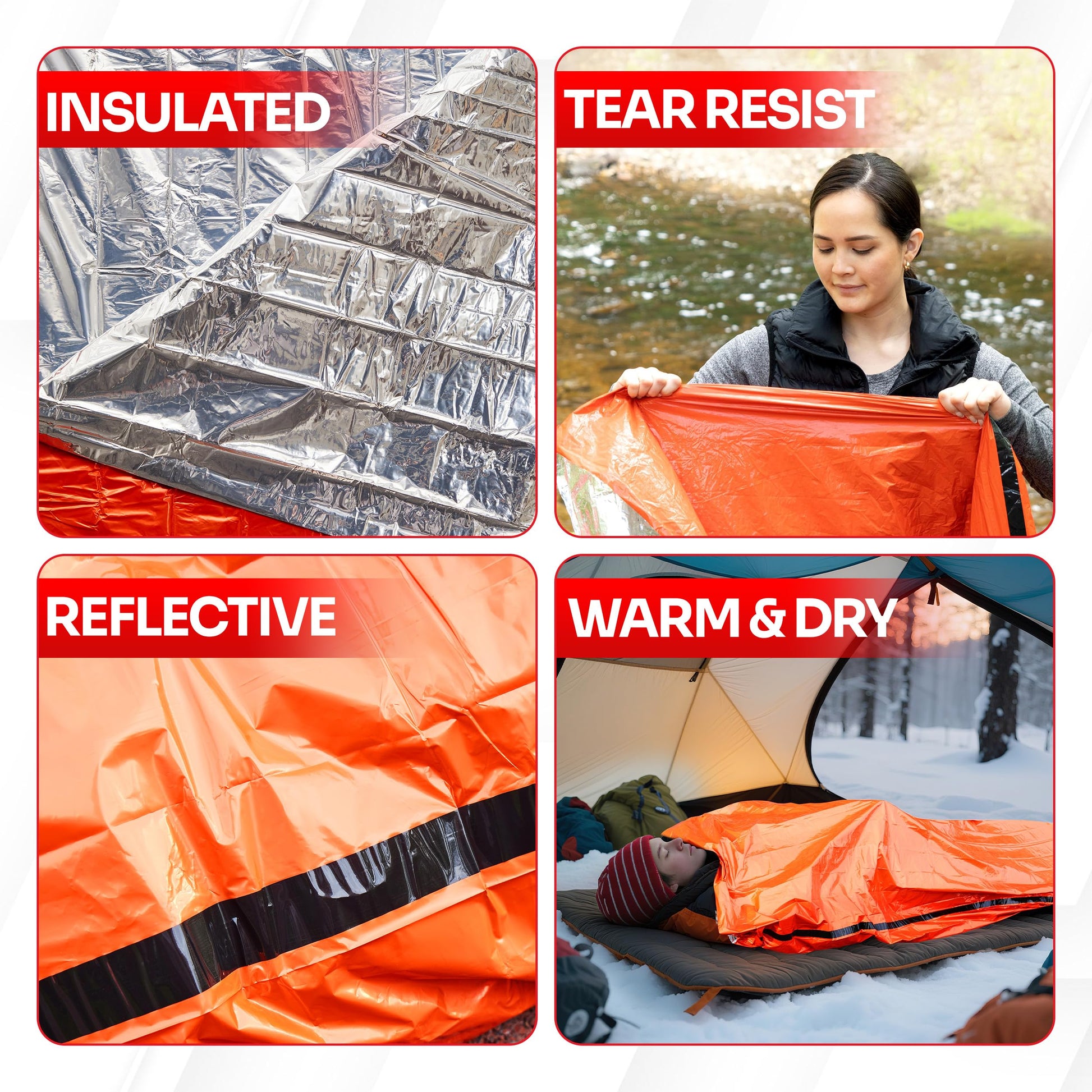 Emergency Sleeping Bag Mylar Thermal Bivy Survival Gear & Supplies Foil (1)