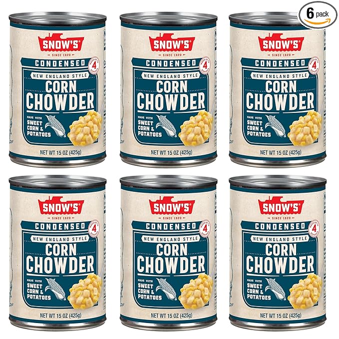 Snow's Condensed Corn Chowder, 15 oz Can - Creamy and Comforting Chowder with Corn, Spices and Hearty Potatoes (Pack of 6)
