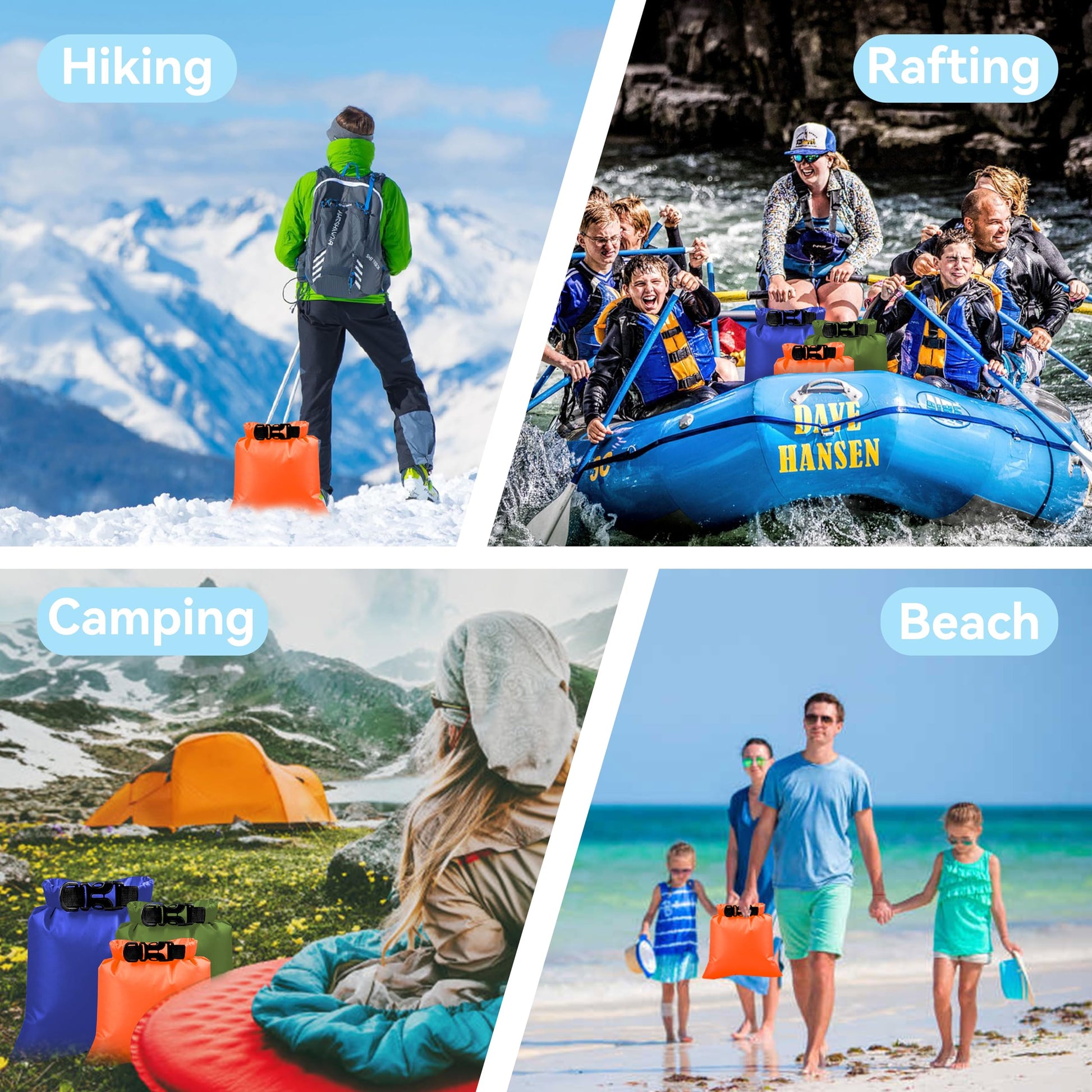 ILZAR 6PCS Dry Bags Waterproof, Lightweight Dry Bags for Kayaking Waterproof，Outdoor Waterproof Bag