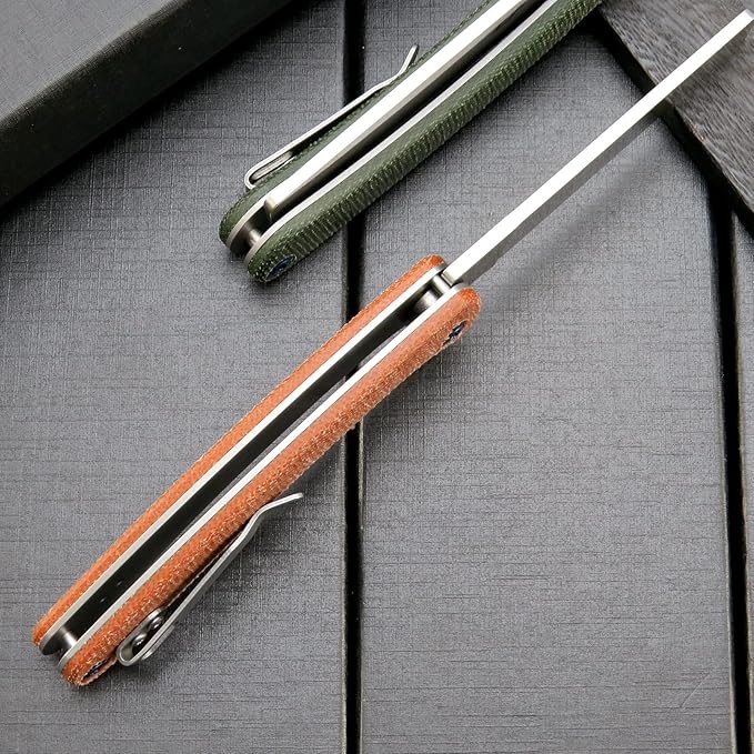 Eafengrow EF939 Folding Knife, D2 Steel Blade Micarta Handle EDC Tool Pocket Knife Folder for Working Camping(Micarta Brown)