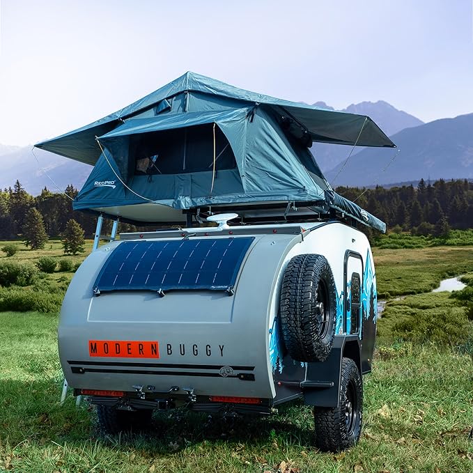 RecPro Soft Rooftop Tent with Mattress Pad | Extendable Ladder | Ventilation & Airflow | Weather Protection | Fits Up to 3 People