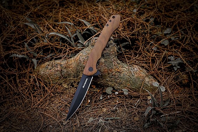 Gentleman's knife wood handle assist knife Flipping pocket knife ball bearing Folding Knife EDC Knives for Men Women Everyday Carry Outdoor Hiking Camping Gift
