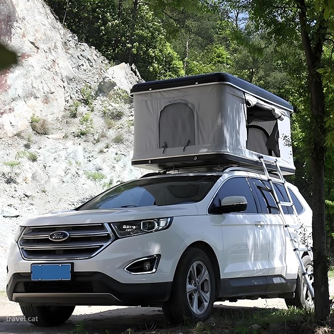 Travel Cat Rooftop Tent Hard Shell Roof Top Tent Hardshell Suitable for Jeep SUV Truck Van 2-3 Person Black