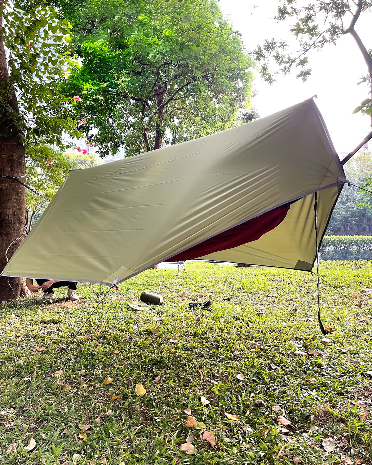Sunyear Hammock Tent Rain Fly-Camping Hammock Outdoor Tarp-Small Door Design-Keep Side Wind
