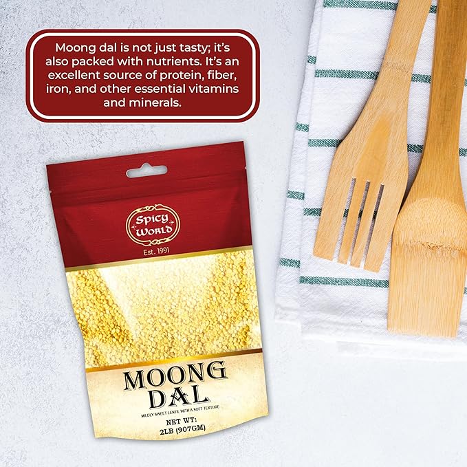 Moong Dal 2 LBS (Mung Split Dry Beans) ~ Indian Golden Lentils ~ 100% Natural & Pure - by Spicy World