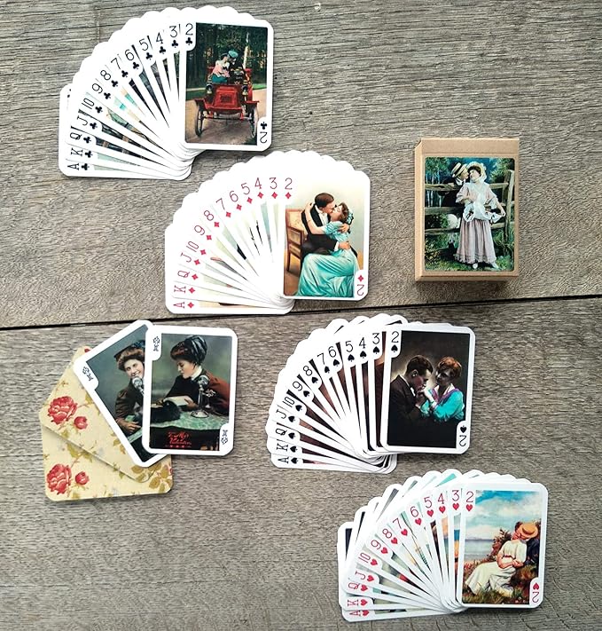Valentine Day Love Photos Playing Cards (Poker Deck 54 Cards All Different) Vintage Retro Love Couple Colored Photos Funny Scenes Greeting Cards