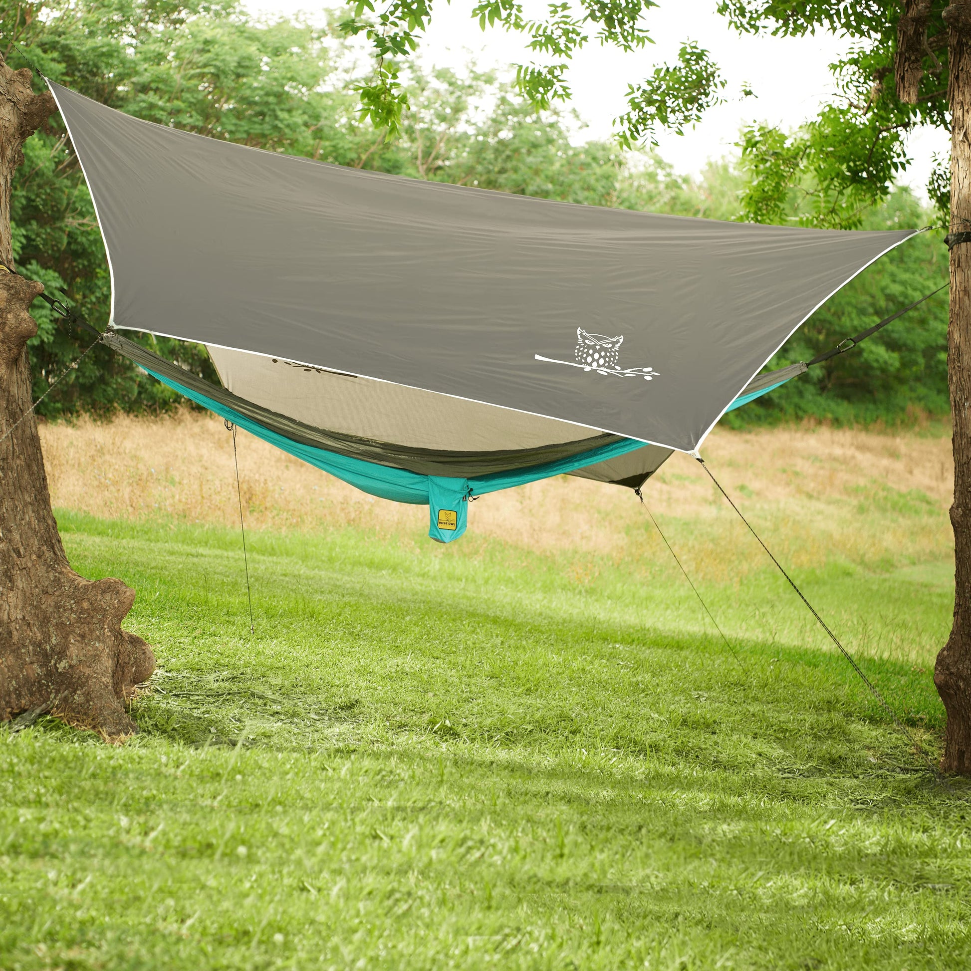 Wise Owl Outfitters Hammock Rain Fly – Waterproof Camping Tarp Cover with Tent Stakes & Carry Bag