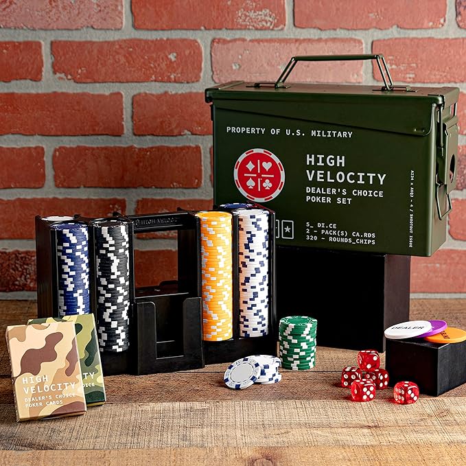 Kölbs Titan LSO Poker Set, Tactile Box Contains The Ultimate Poker Set - Playing Cards, Poker Chips Set & More, Case and Set Also for Texas Holdem, Blackjack Plus, Groomsmen Gifts for Men (with Dice)