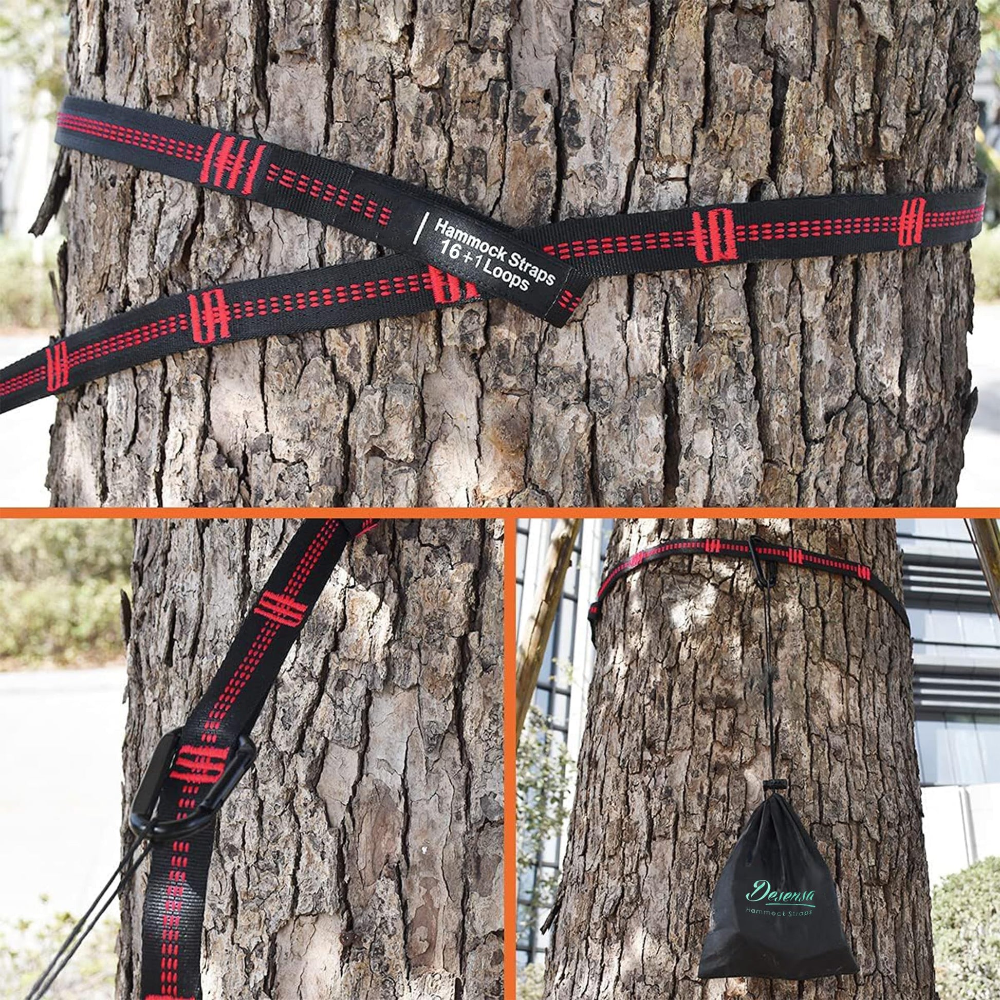 Hammock Tree Straps, Portable 10 FT Long 16+1Loops Adjustable Suspension Straps, 100% No